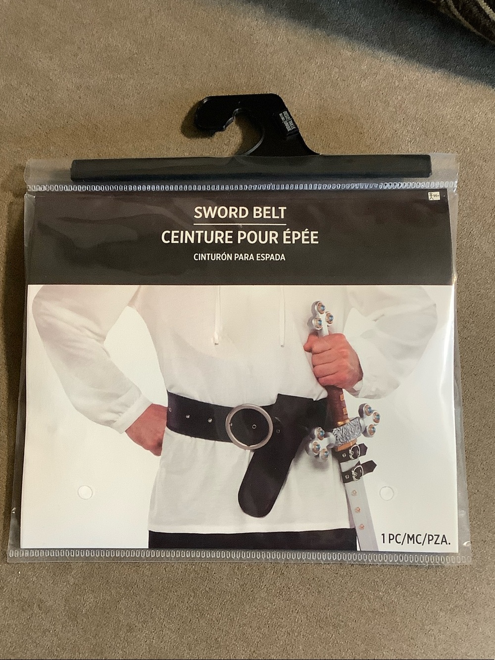 Amscan Halloween Costume Black Sword Belt with Round Silver Buckle